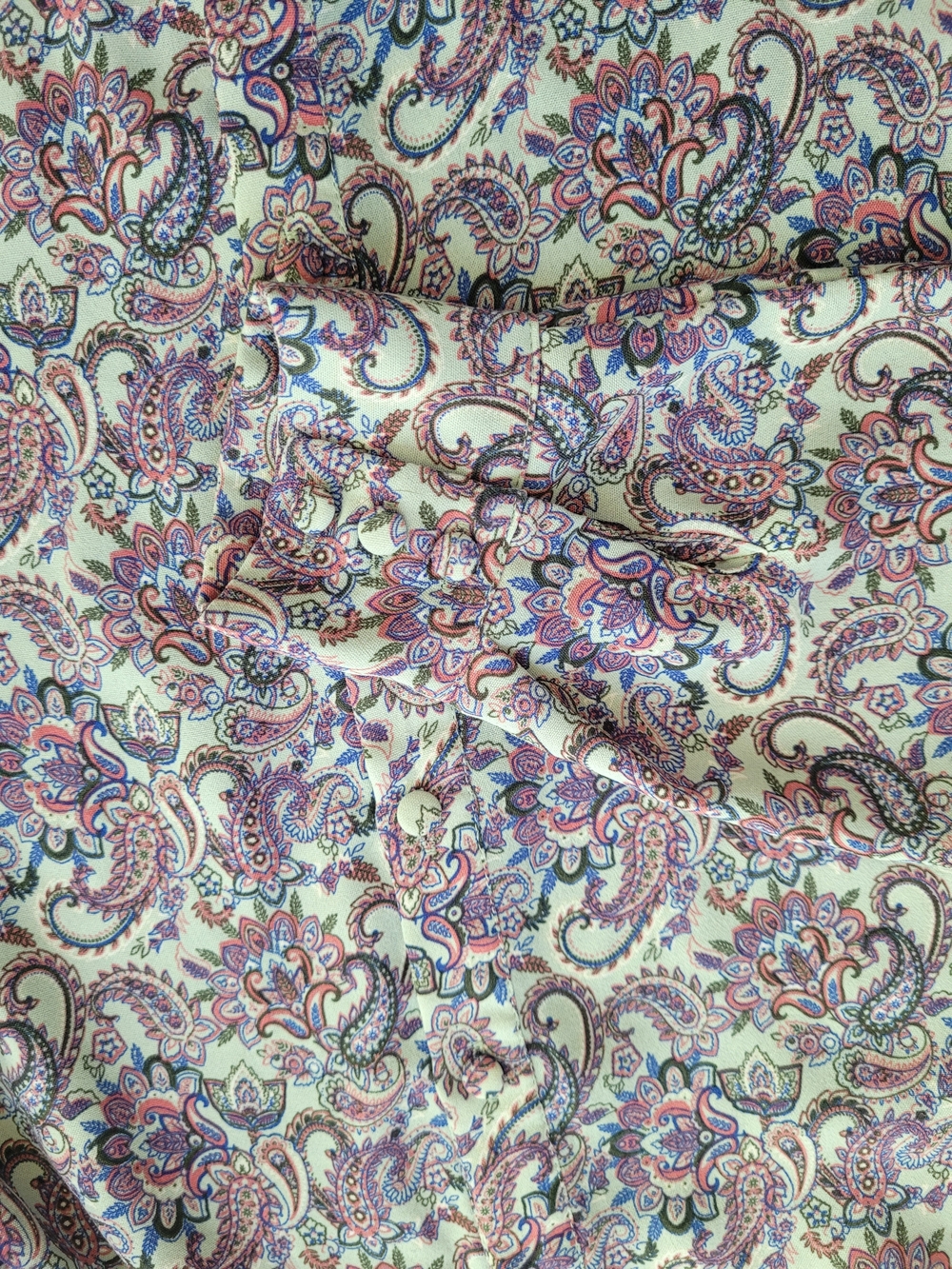 Lofty Manner Paisley Ruffle Shoulder Button-Up Blouse Size Small - Picture 7 of 8